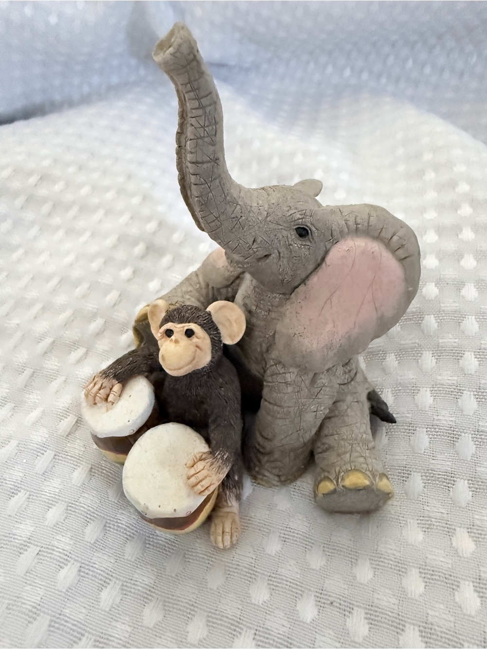 Enesco Tuskers "Jungle Music" Elephant & Monkey Figurine (CA06547) Like new!